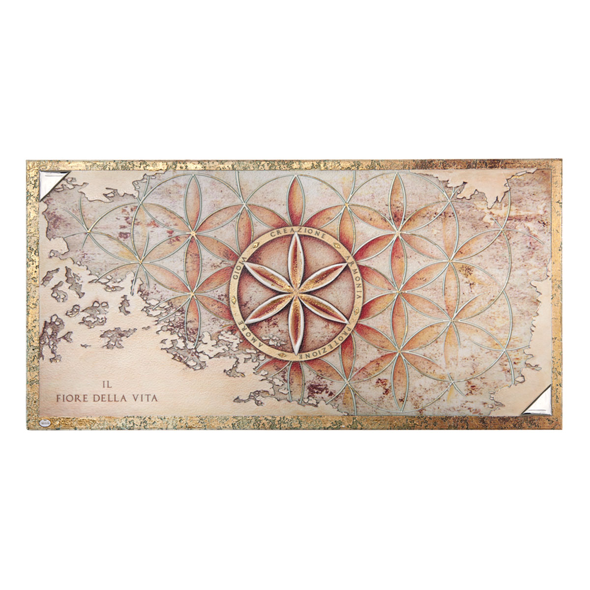 Zerbino 1art1 Mandala Fiore Della Vita Con Elemento Acqua - 60x40 Cm, Lavabile In Lavatrice